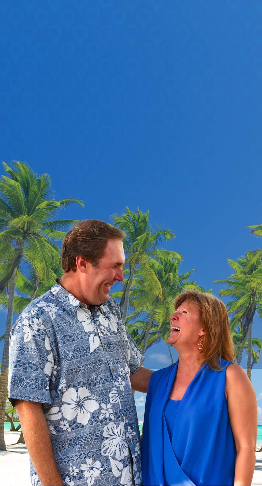 Mobile - A couple on a sunny beach smiling at one another