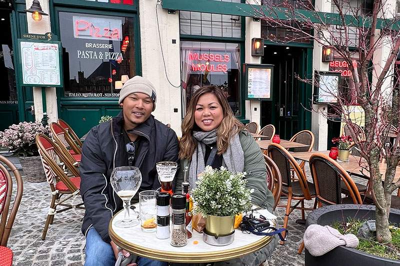 couple at an outside table