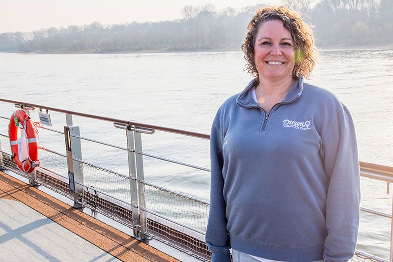 woman on a ship balcony